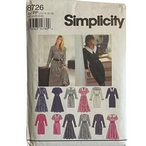 Simplicity 8726 Sewing Pattern Petite Dress with Slim or Flared Skirt Size 12-18
